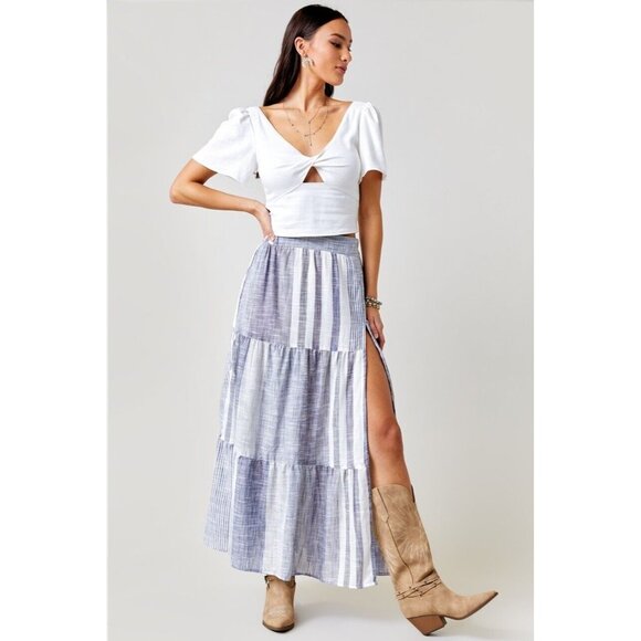 Angie Dresses & Skirts - Angie Skirt Blue White Stripe Maxi Pull On Lined Boho NWT